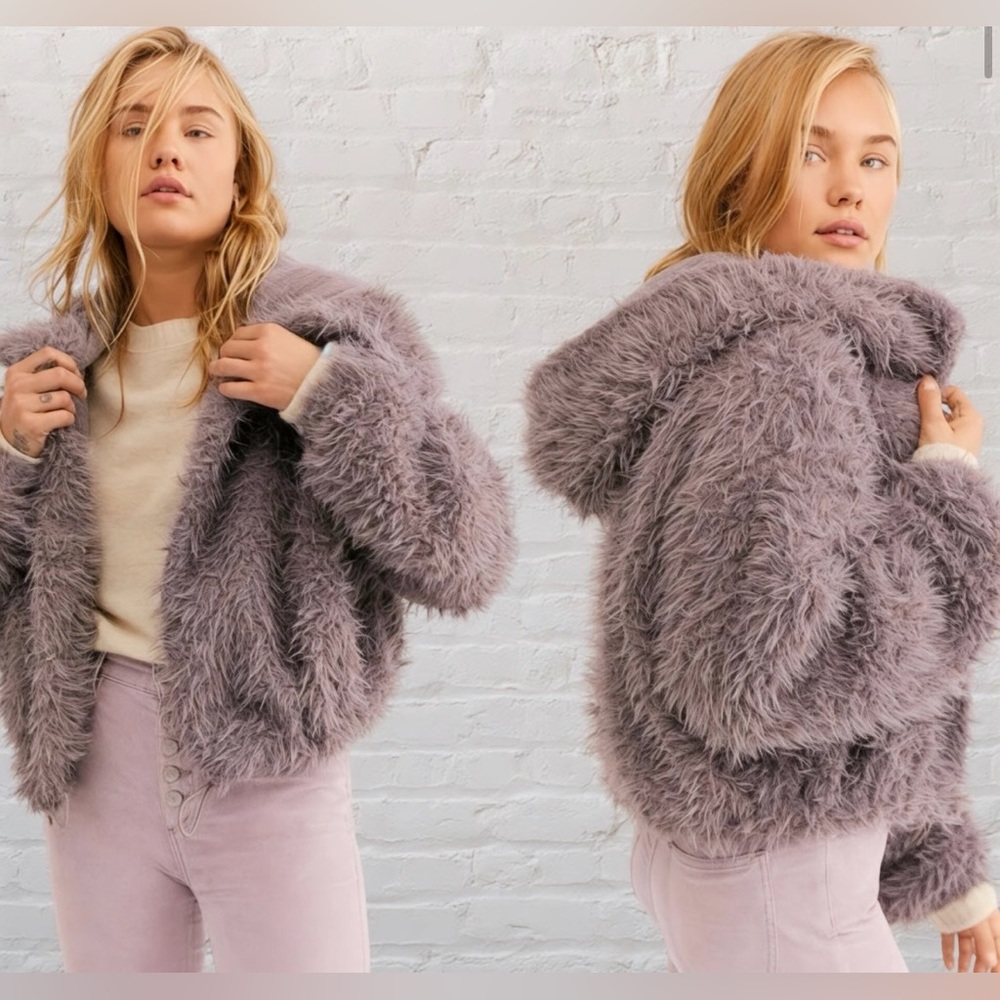 Free People One Zuri faux fur jacket. NWOT